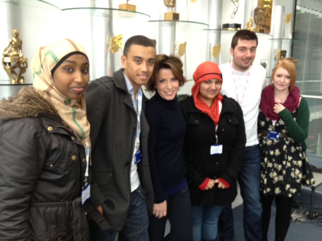 A Level students with Natasha Kaplinsky